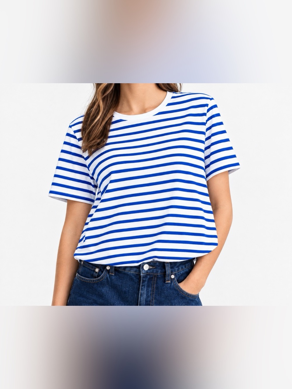 Evereve Striped Bubble Hem Tee Size Small